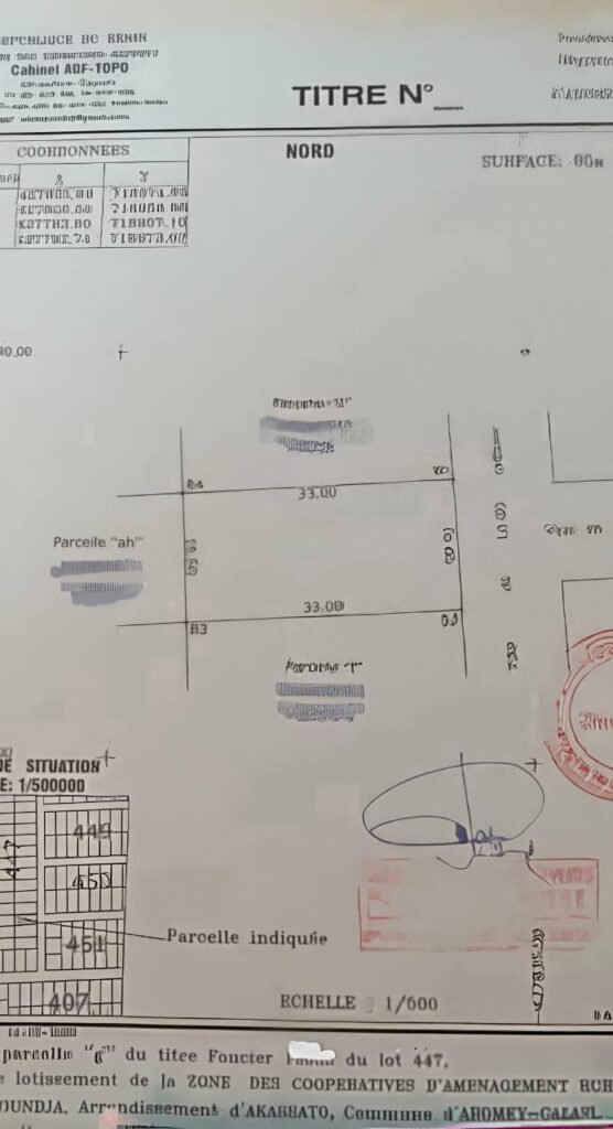 Terrain Titré à Vendre à Calavi