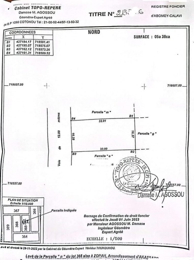 Terrain titré Calavi Akassato