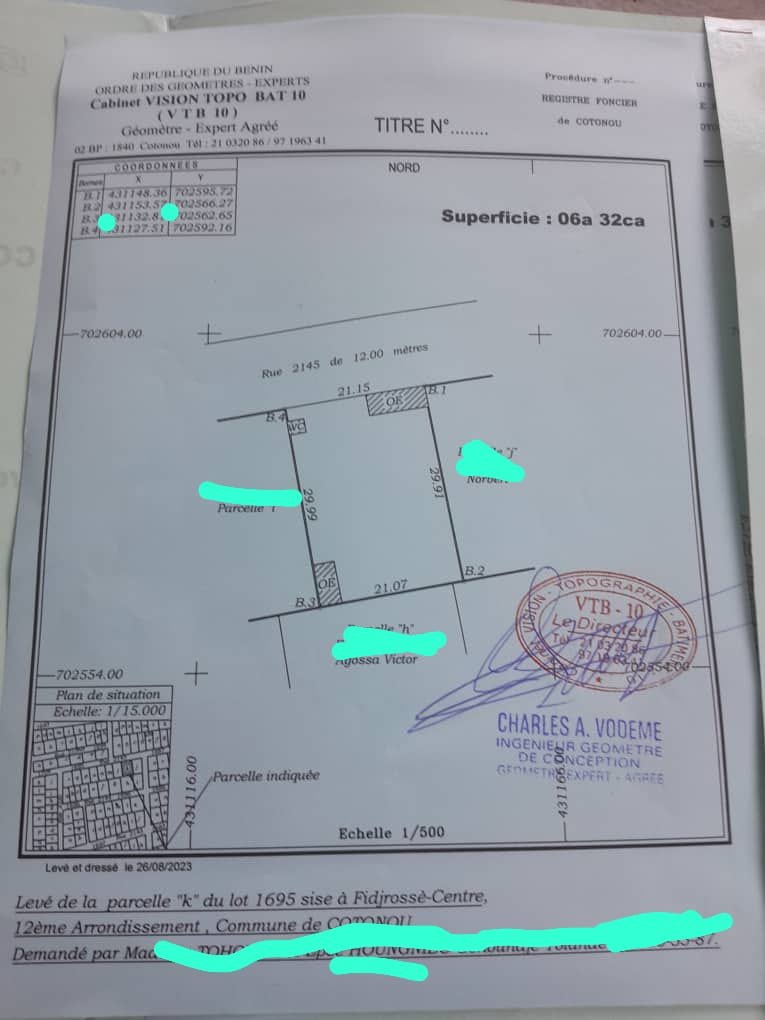 Parcelle Titrée à Vendre Fidjrossè